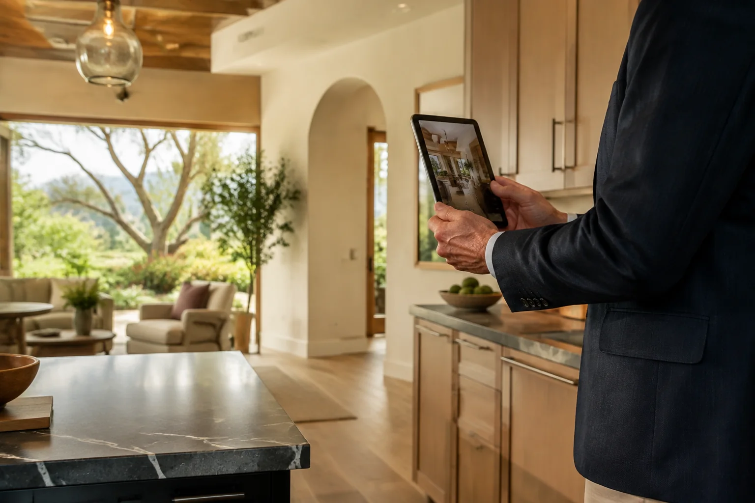 Property manager documenting the condition of an estate-owned home